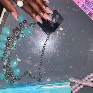 Teal teal baby coquette necklace